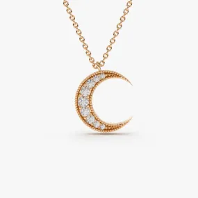 0.12CTW Mini Crescent Moon Diamond Necklace