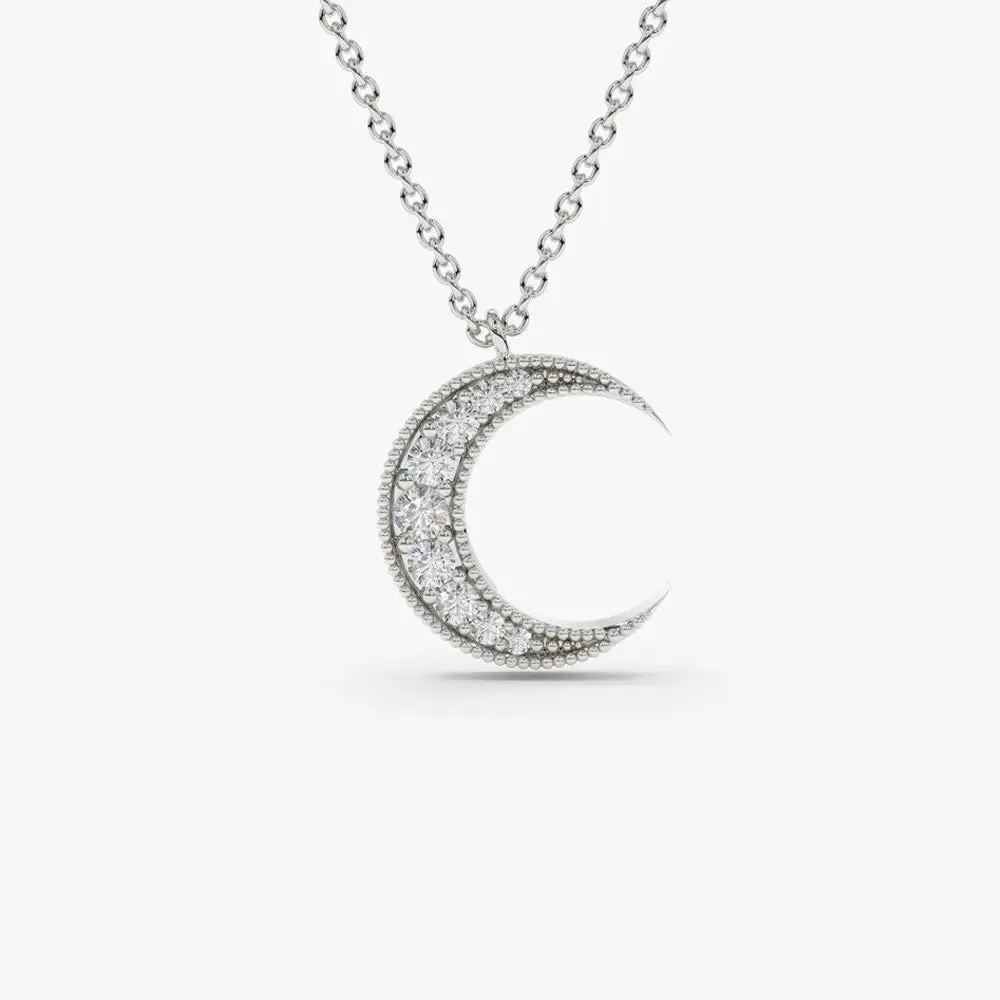 0.12CTW Mini Crescent Moon Diamond Necklace