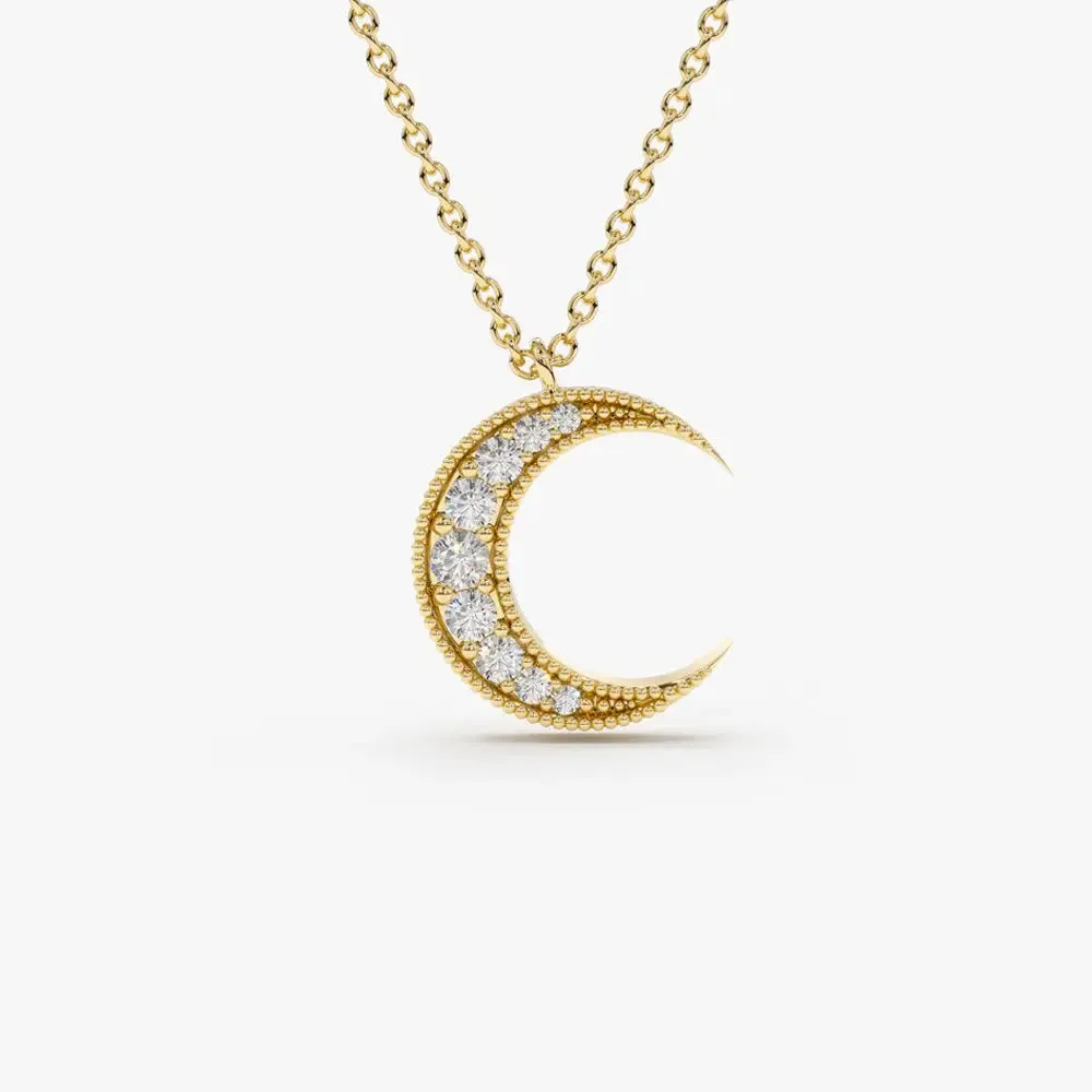 0.12CTW Mini Crescent Moon Diamond Necklace