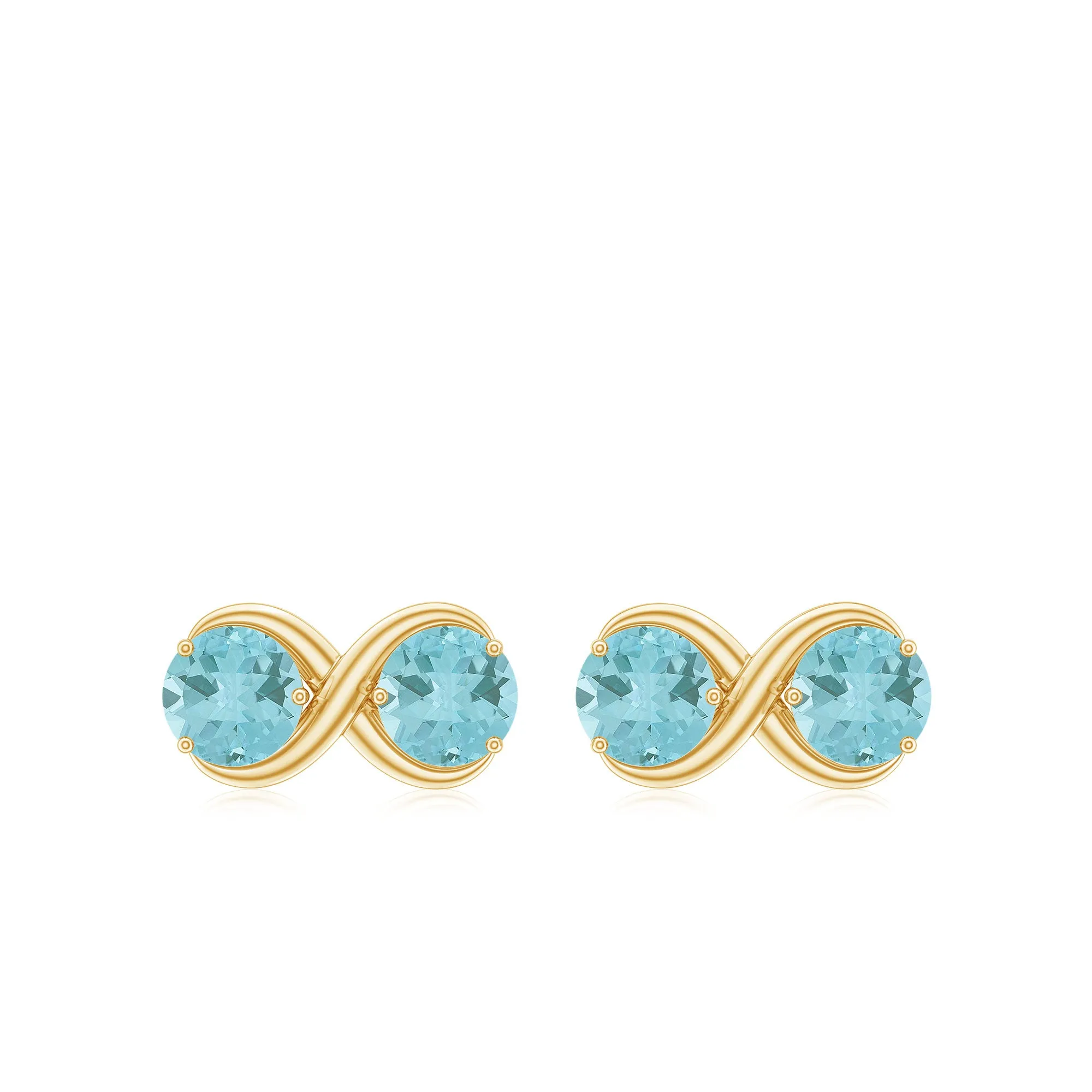 1 CT Simple Sky Blue Topaz Two Stone Infinity Stud Earrings