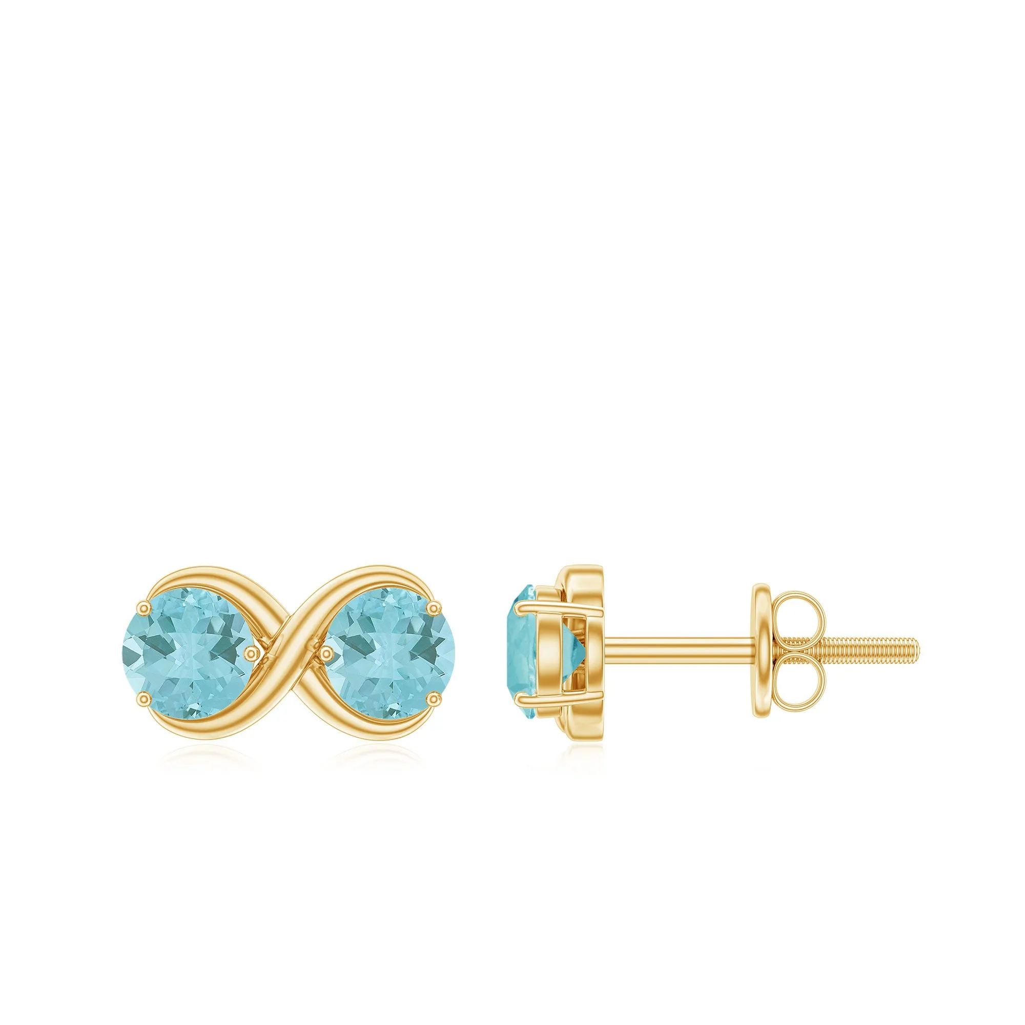 1 CT Simple Sky Blue Topaz Two Stone Infinity Stud Earrings