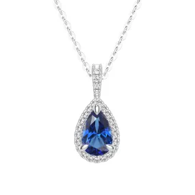 1 CT. Tanzanite Pear Shape Pendant with Pavé Diamond Halo