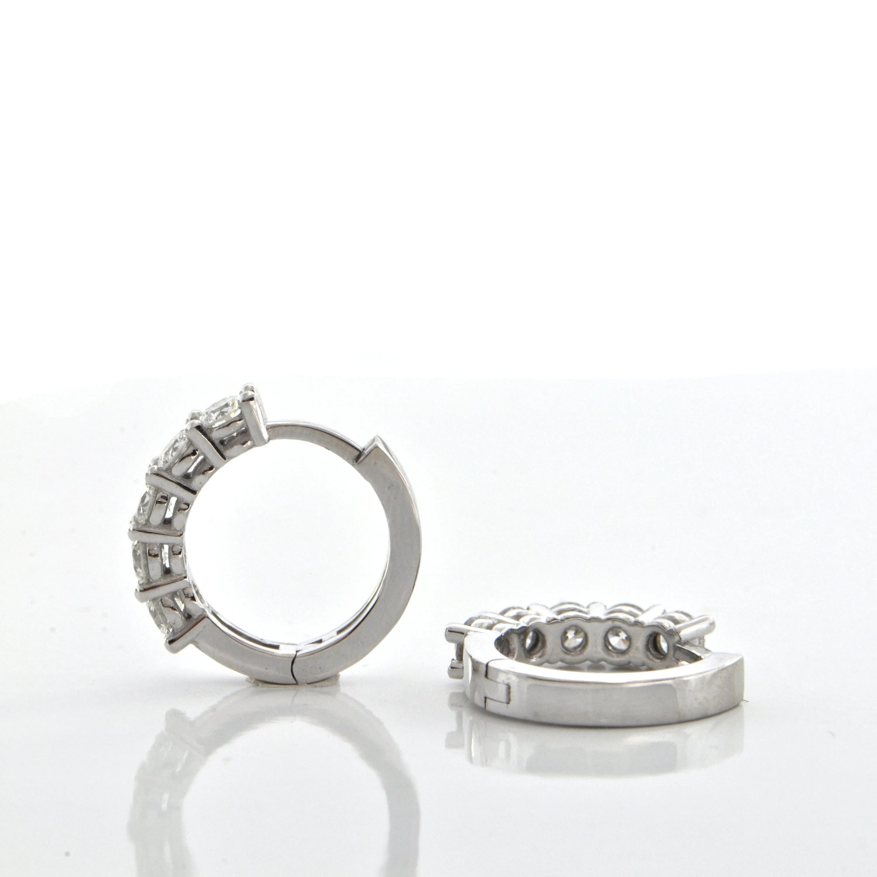 1.09ct Diamond Five-Stone Hoop Huggie Earrings