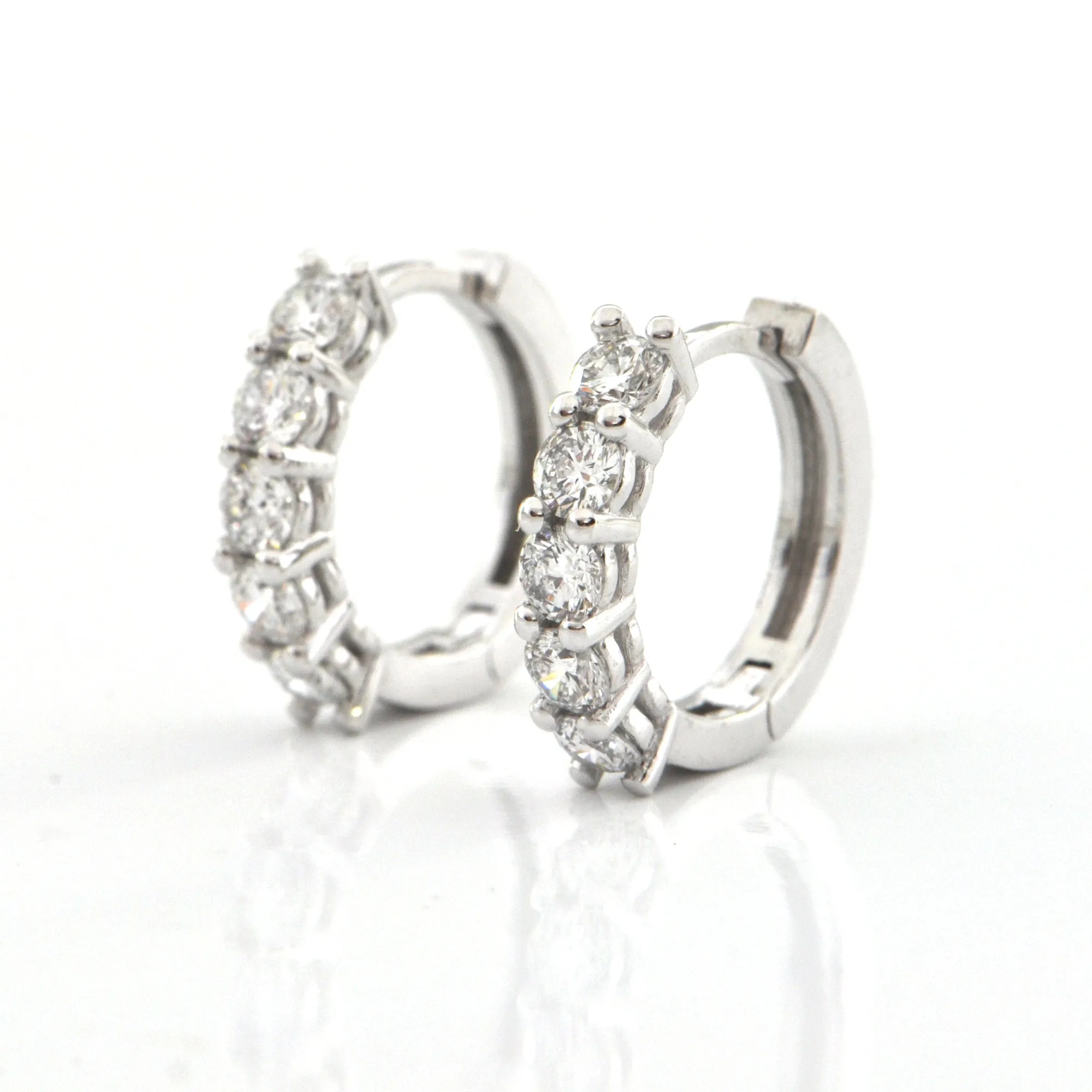 1.09ct Diamond Five-Stone Hoop Huggie Earrings