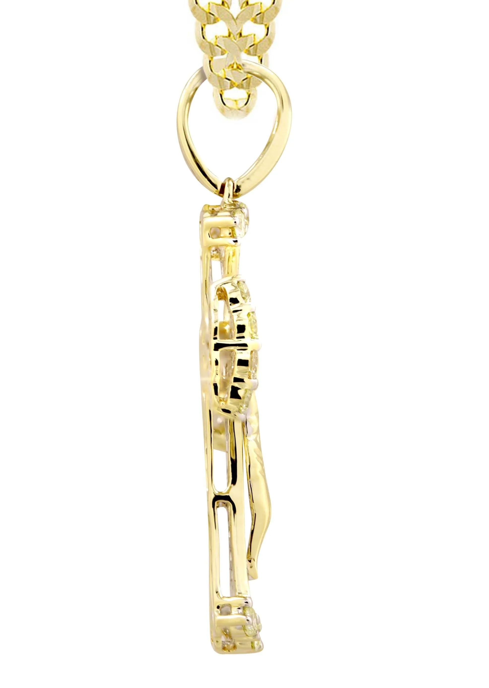10K Yellow Gold Cross / Crucifix Diamond Necklace  | 1.05 Carats
