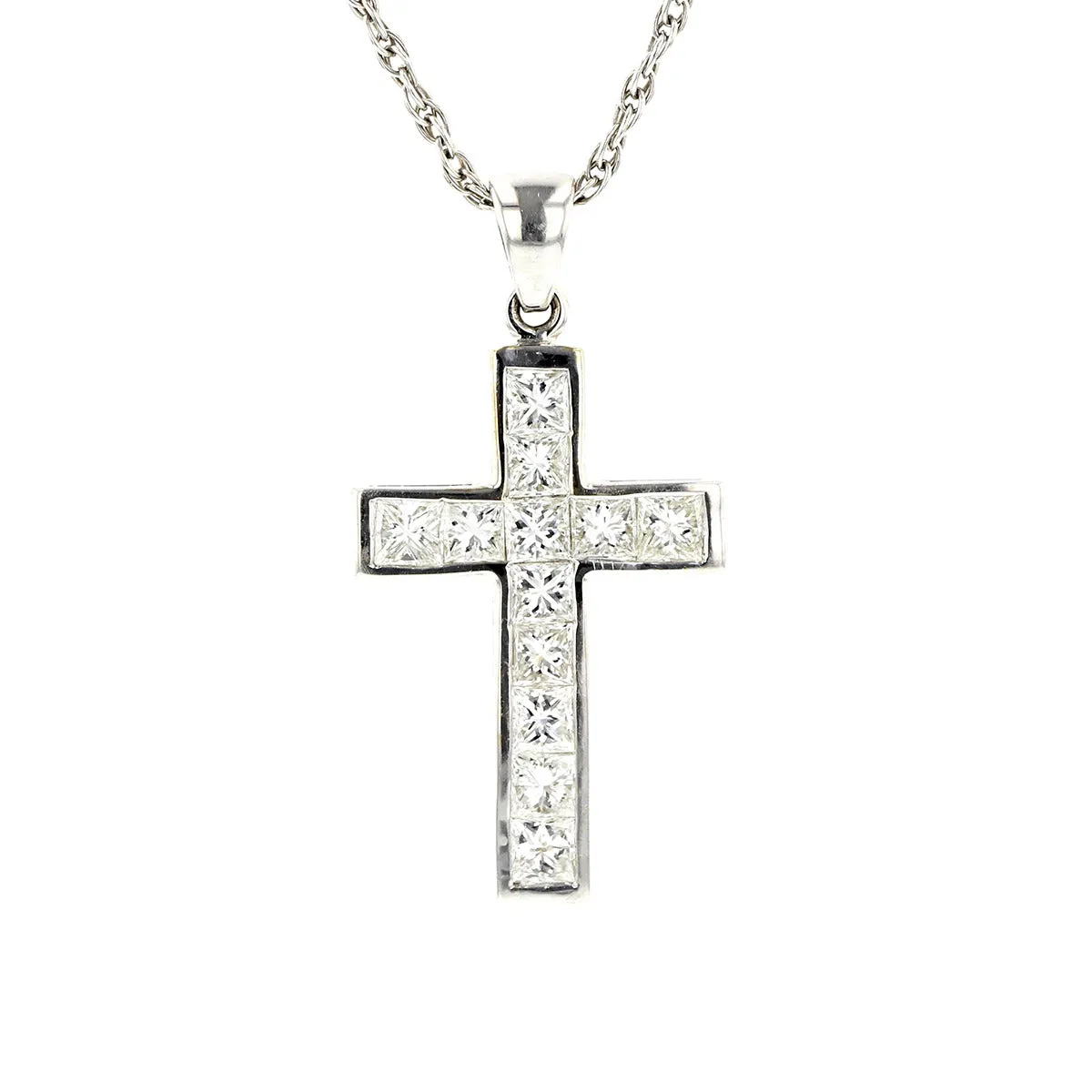 1.20-Carat Princess Cut Diamond Cross Pendant