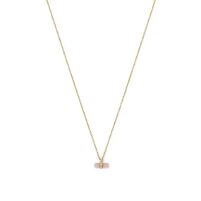 14 Karat Gold Plated Pencil Cut Rose Quartz Necklace