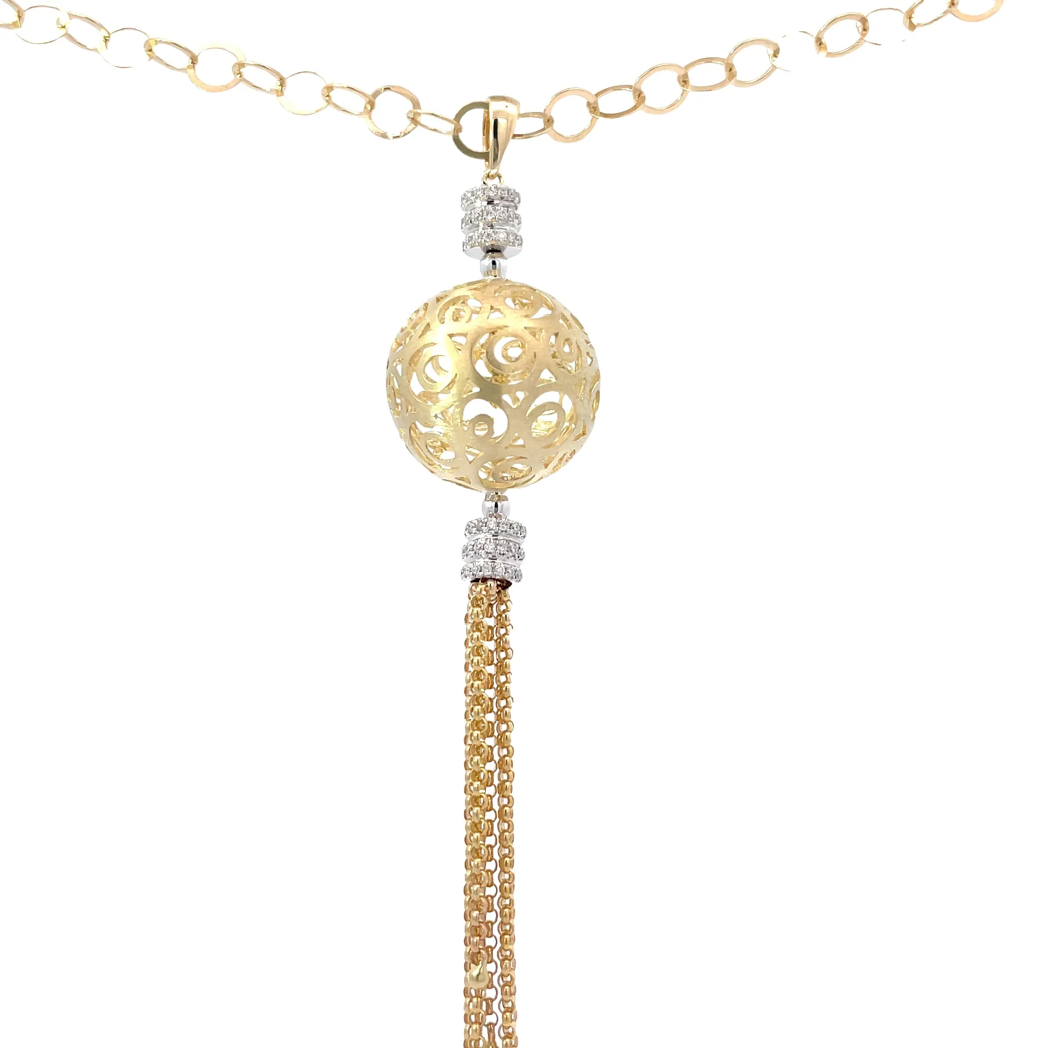 14 Karat Yellow Gold Diamond Statement Necklace