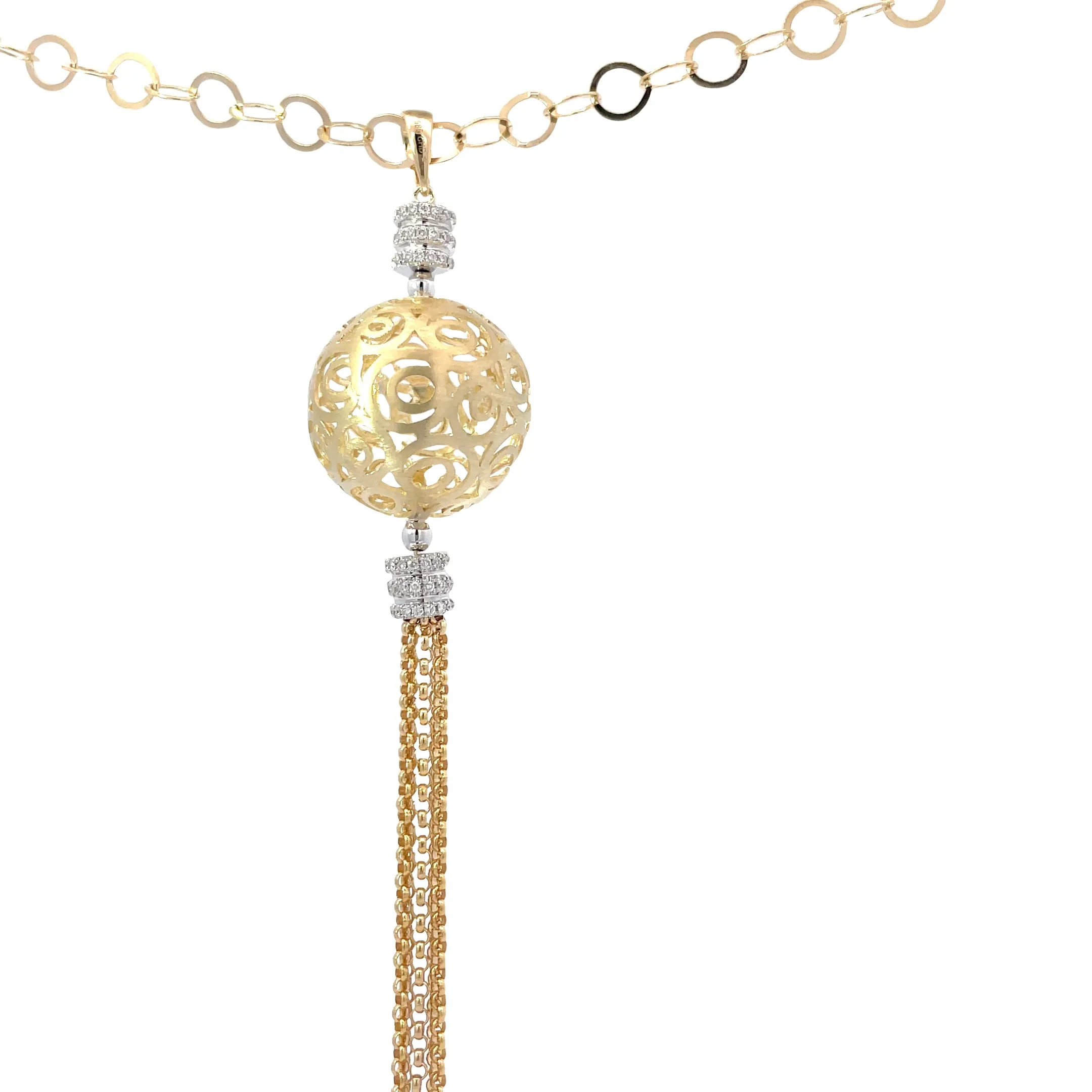 14 Karat Yellow Gold Diamond Statement Necklace