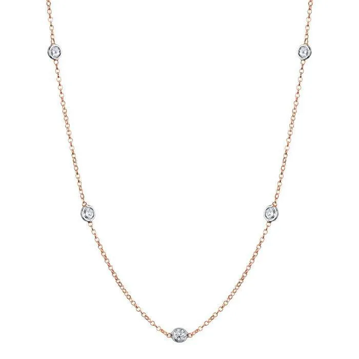 1.40 cttw Lab Created Diamond Bezel Set Station Necklace