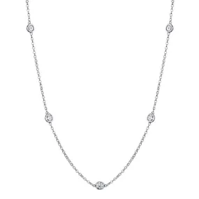 1.40 cttw Lab Created Diamond Bezel Set Station Necklace