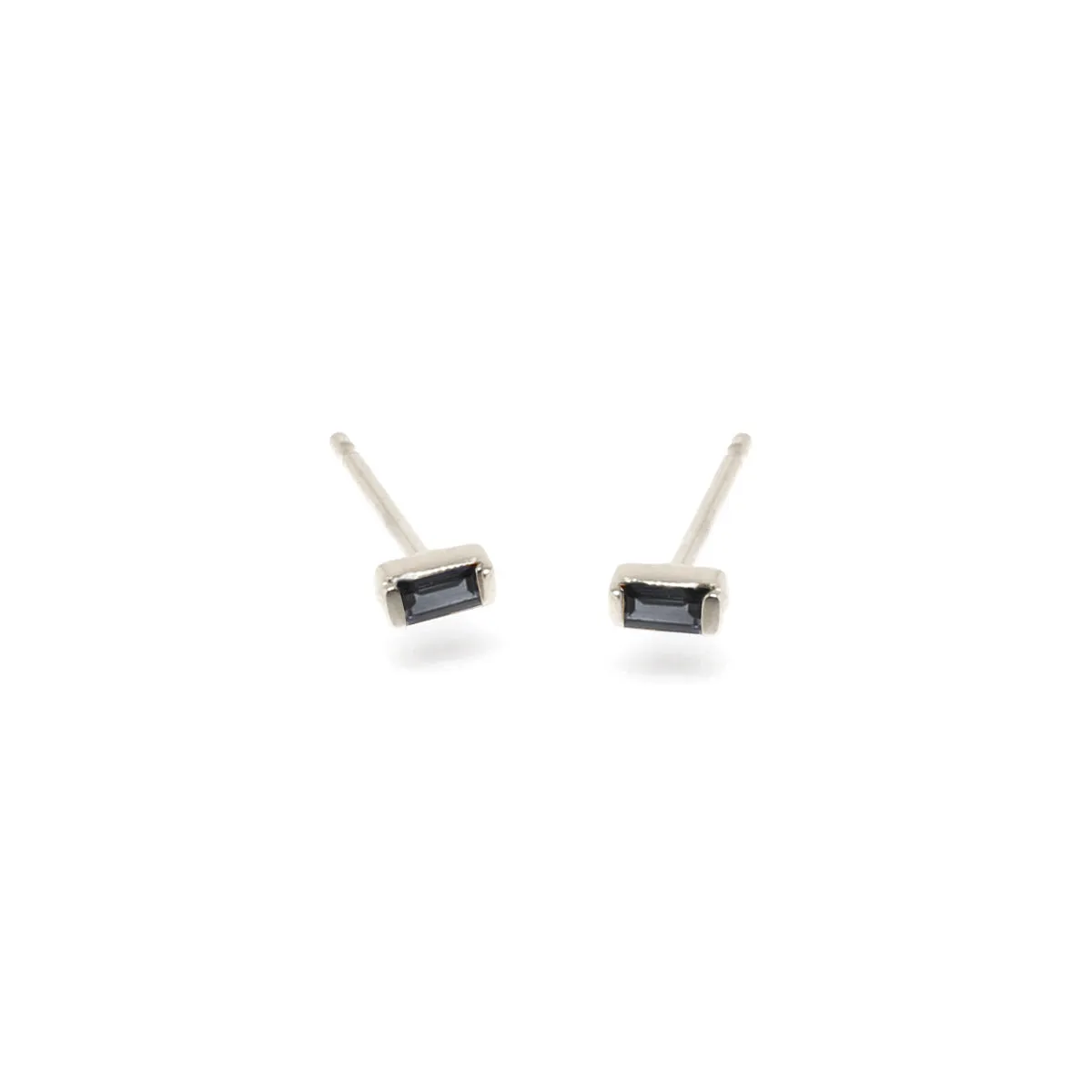 14k black diamond baguette studs