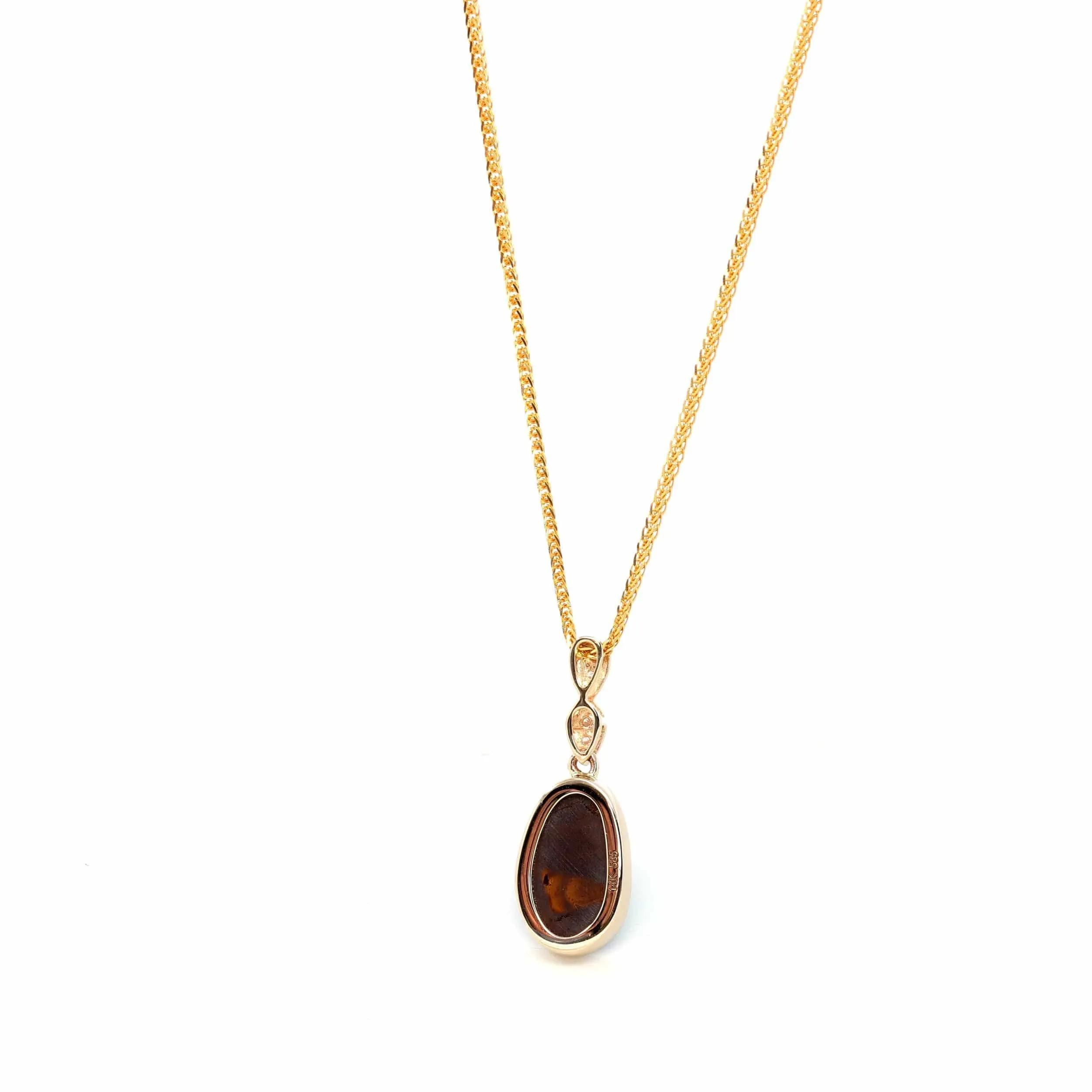 14K Genuine Blue Opal Pendant Necklace