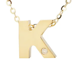 14K Gold Initial "K" Necklace (Diamond)