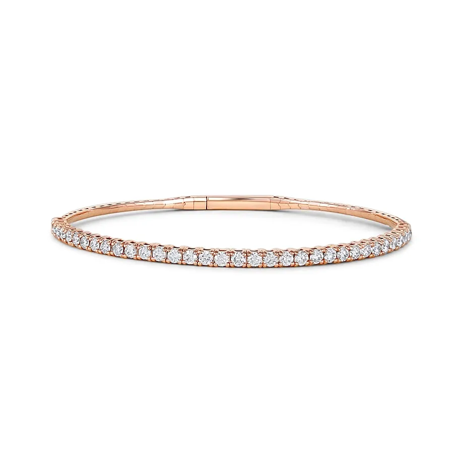 14K Rose Gold Diamond Clasped Bangle