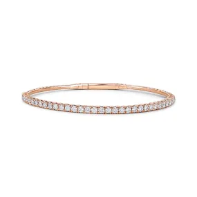 14K Rose Gold Diamond Clasped Bangle