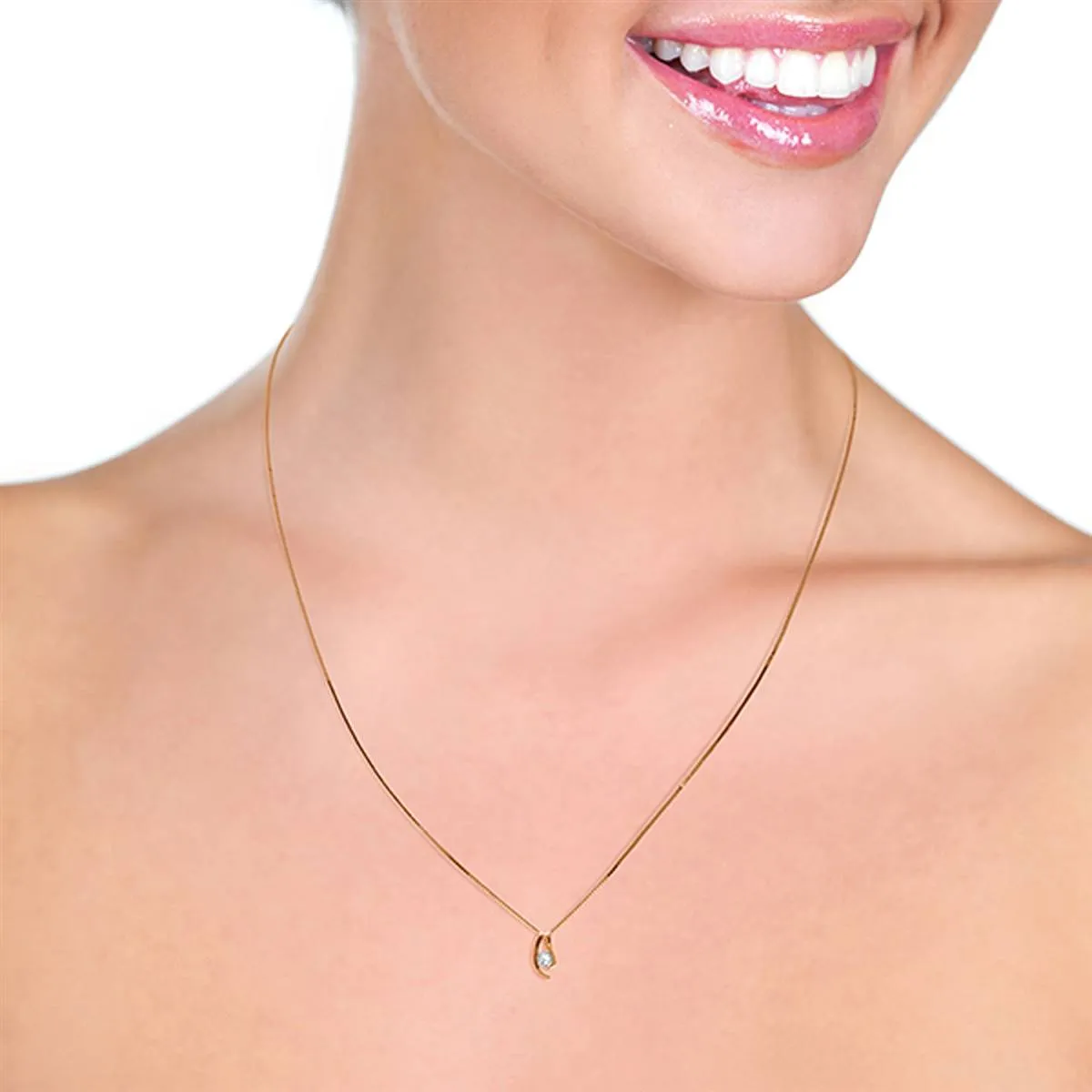 14K Solid Rose Gold Necklace w/ Natural 0.15 Carat Diamond