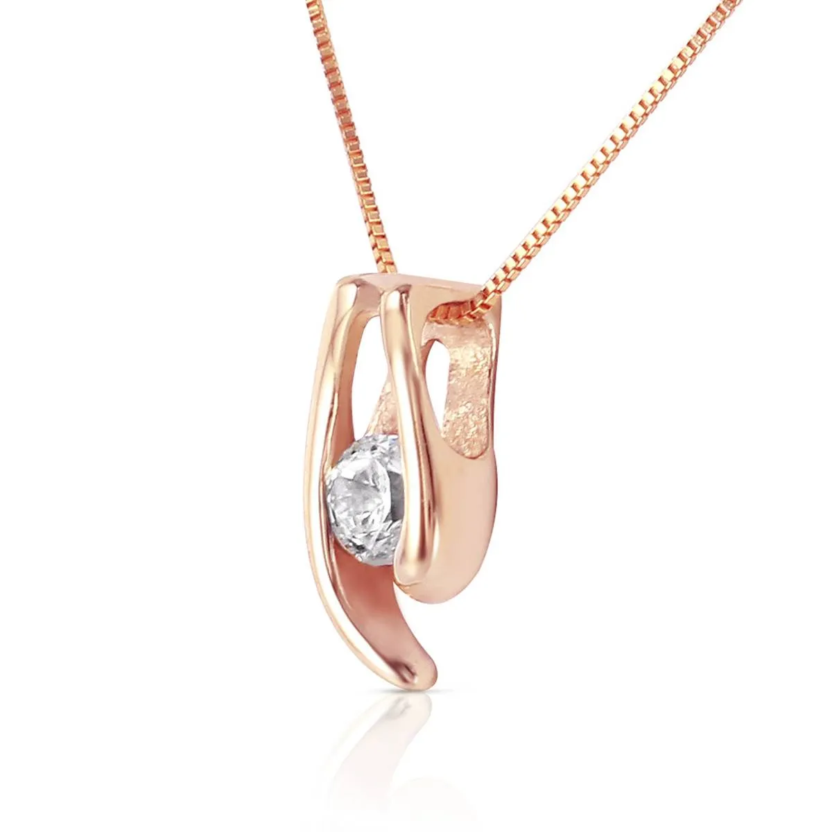 14K Solid Rose Gold Necklace w/ Natural 0.15 Carat Diamond