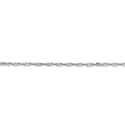 14k White Gold 1.7mm Singapore Chain Anklet
