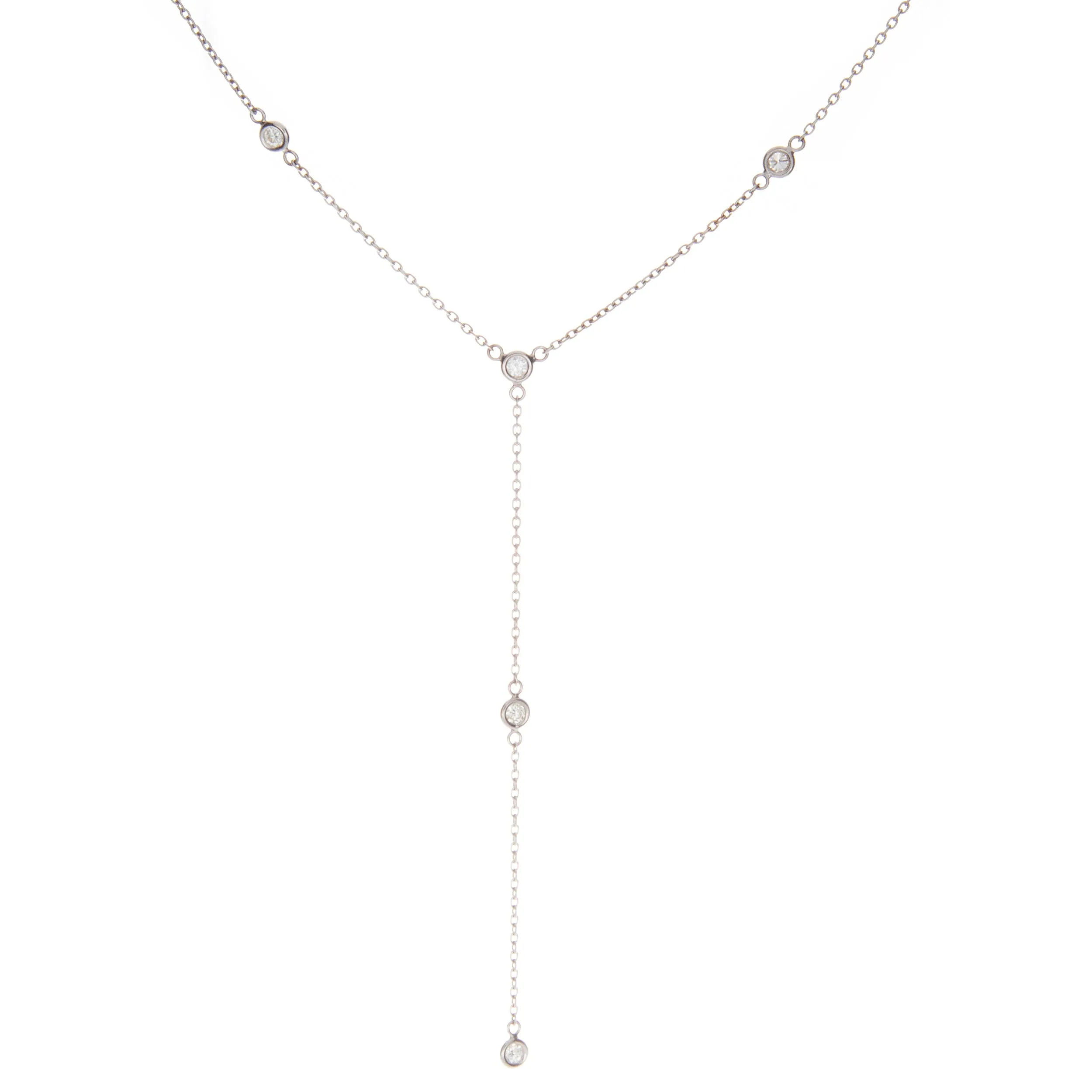 14k White Gold Diamond By The Yard Necklace