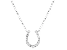14K White Gold Diamond Horseshoe Necklace