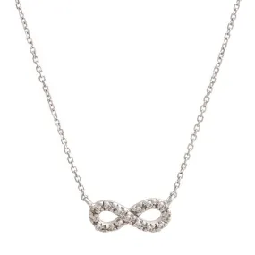14K White Gold Infinity Single Micro Pave Diamond Necklace