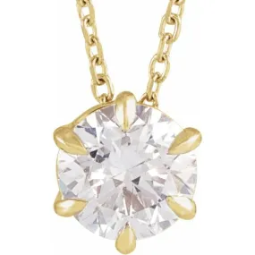 14K Yellow 1 CT Lab-Grown Diamond Solitaire 16-18" Necklace