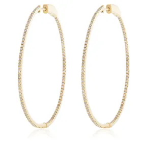 14k Yellow Gold 1.05ct Diamond Hoop Earrings