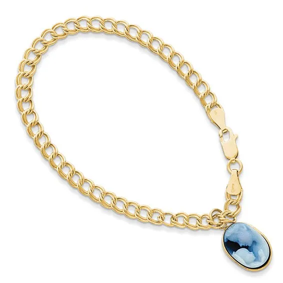 14K Yellow Gold Agate Mother & Child Charm Bracelet