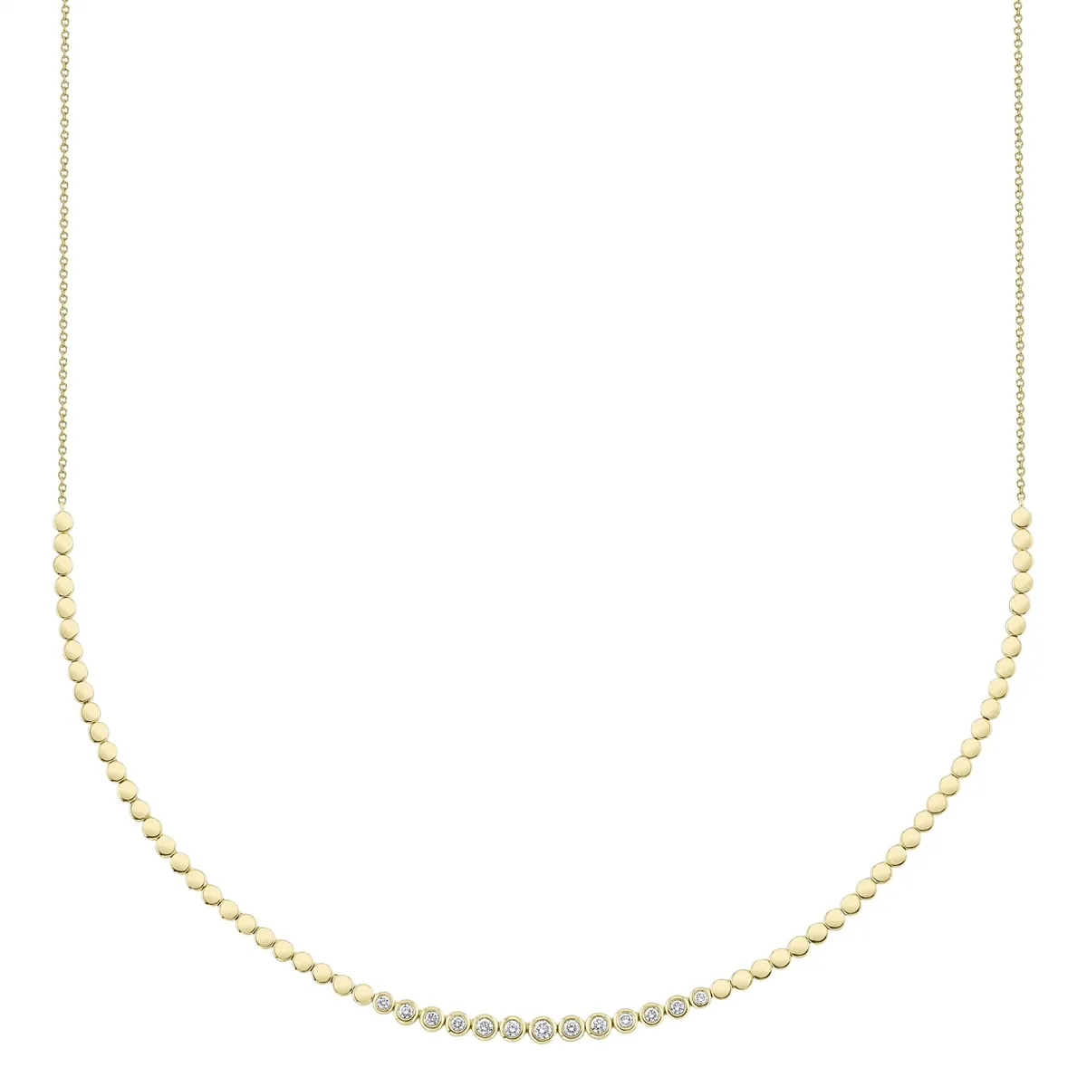 14K Yellow Gold Bezel Set Diamond Necklace