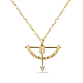 14K Yellow Gold Bow & Arrow Diamond Necklace