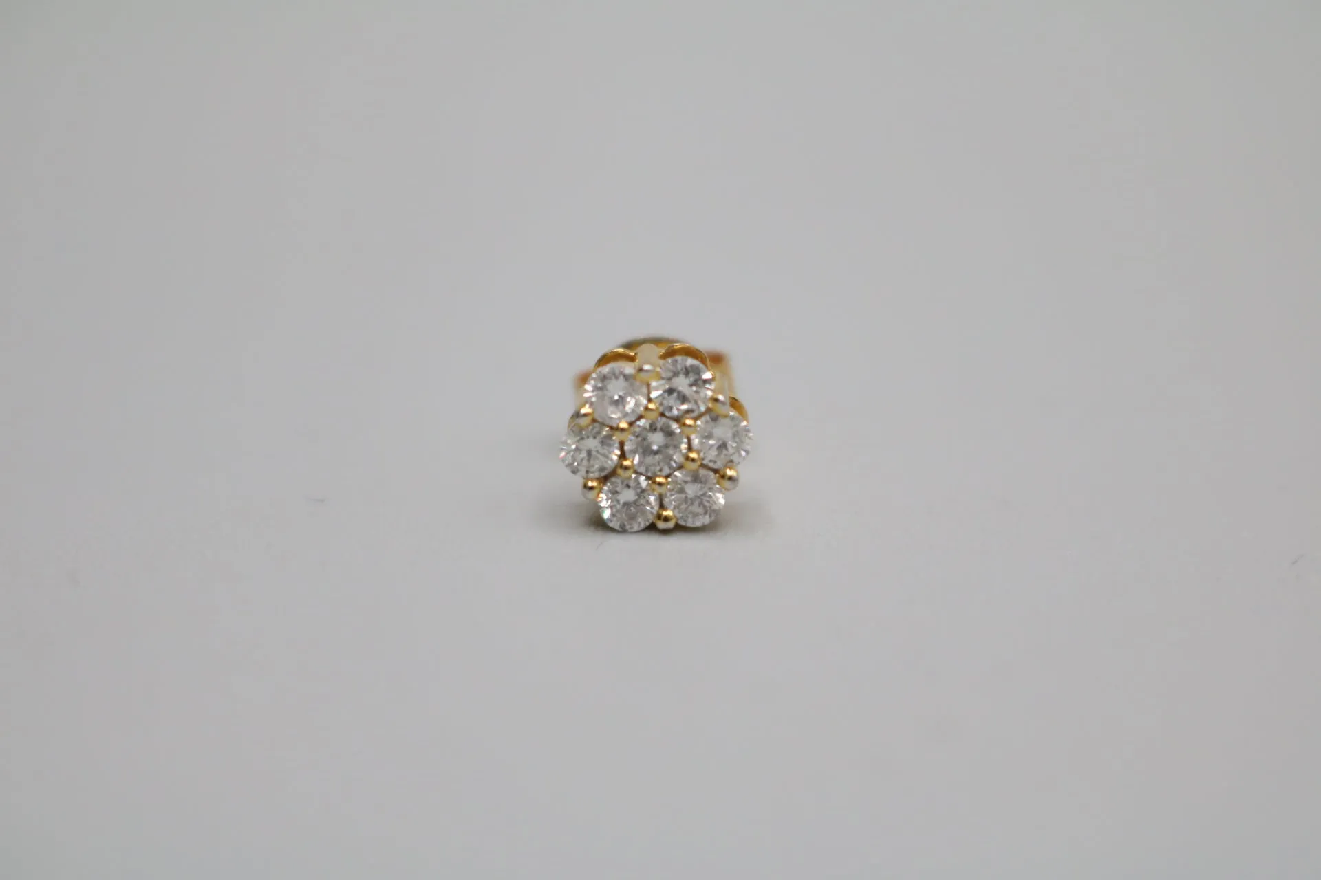 14K Yellow Gold Cluster Diamond Stud Earring (.49 CTW)