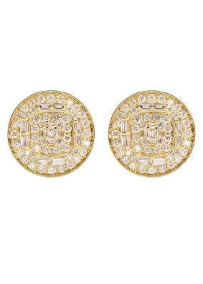 14K Yellow Gold Diamond Earrings For Men | 0.72 Carats | 2.92 Grams