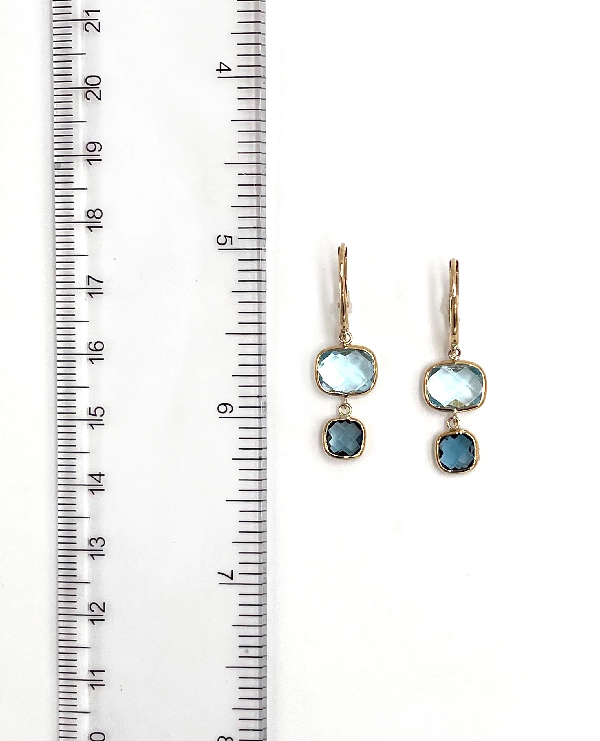 14K Yellow Gold Earrings with Blue Topaz