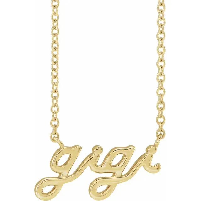 14K Yellow Gold Lowercase Script Gigi 18" Necklace
