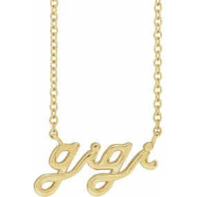 14K Yellow Gold Lowercase Script Gigi 18" Necklace