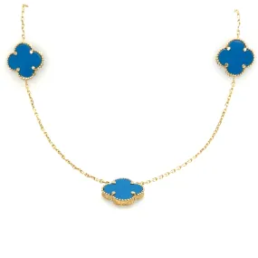 14K Yellow Gold Turquoise Motif Necklace