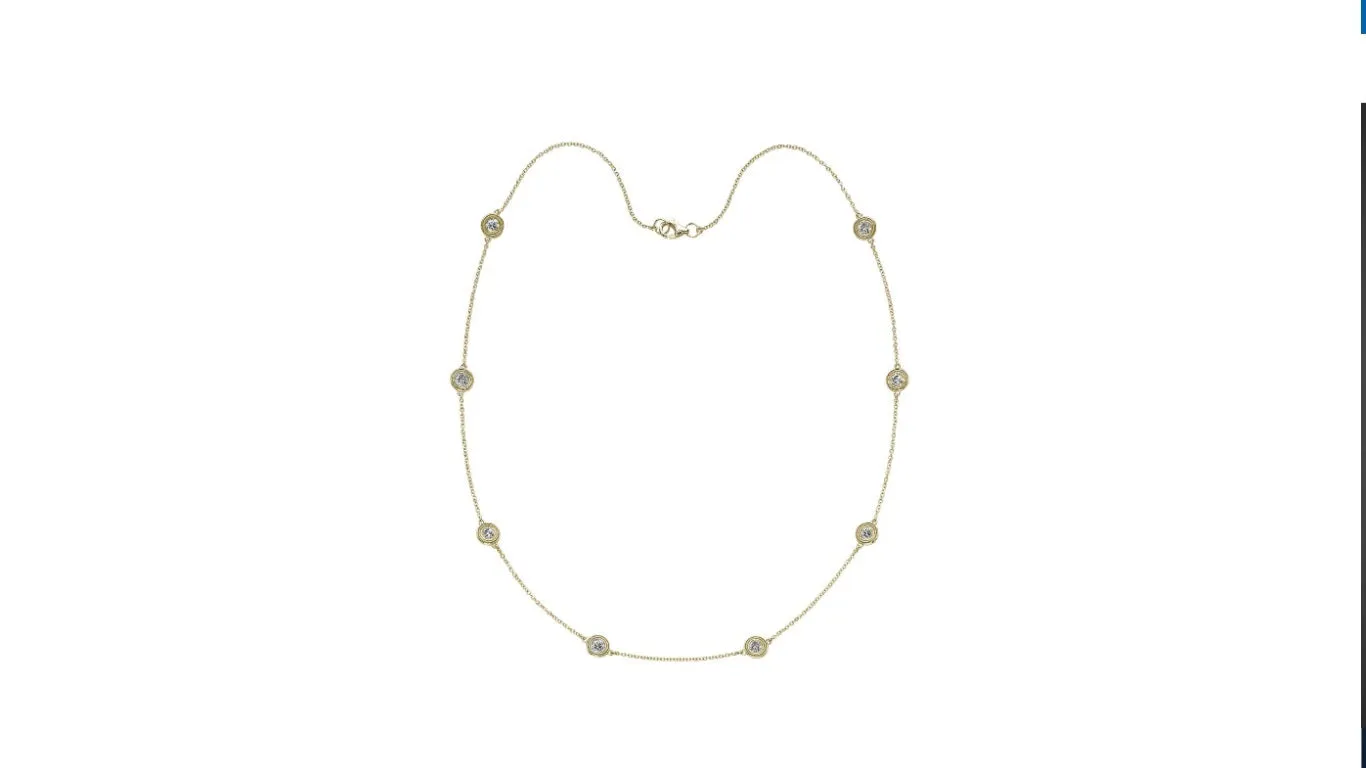 14KW Diamond By The Yard 8 Stone Necklace with Milgrain & 0.50 ctw