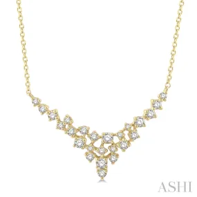 14KY .50CTW  V-Shape Round Cut Diamond Scatter Necklace  18"