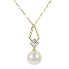14KY Freshwater Pearl & Diamond Necklace w/ 0.04 ctw & 18"