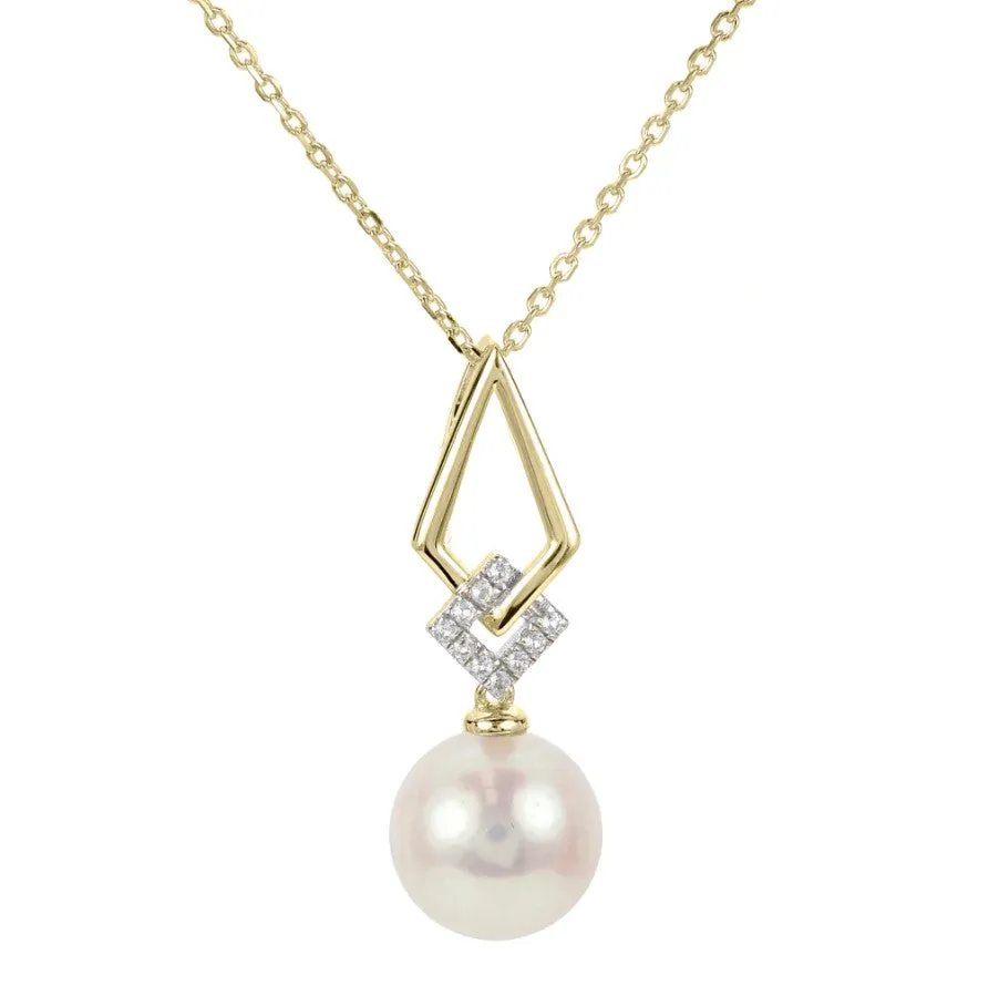 14KY Freshwater Pearl & Diamond Necklace w/ 0.04 ctw & 18"