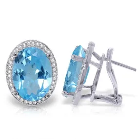 15.16 Carat 14K Solid White Gold Redemption Blue Topaz Diamond Earrings