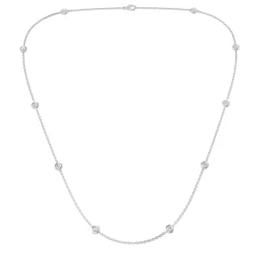 18ct White Gold 0.82ct Round Brilliant Cut Diamond Station Necklace