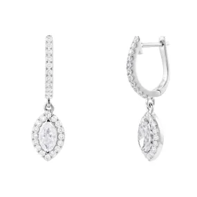 18ct White Gold 1.17ct Diamond Drop Hoop Earrings