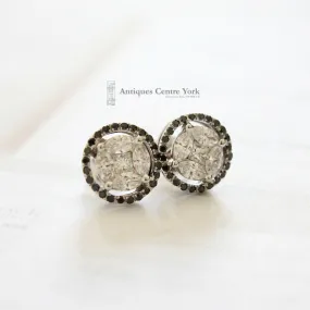 18ct White Gold Black & White Diamond Earrings