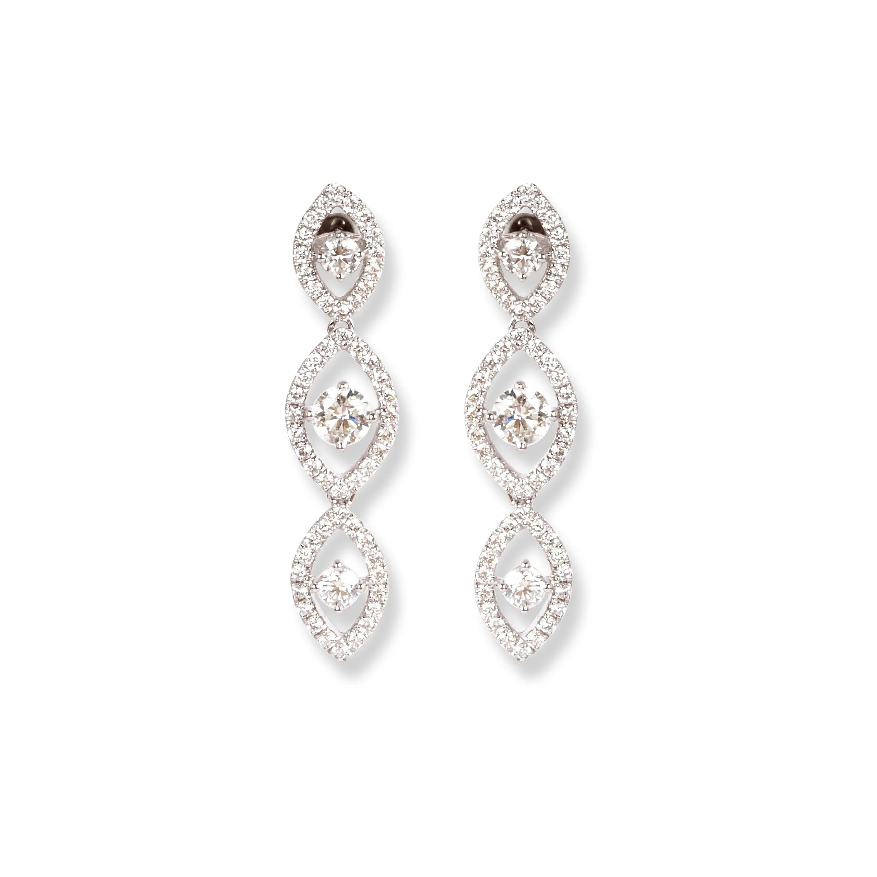 18ct White Gold Diamond Set (Necklace   Earrings)-061110