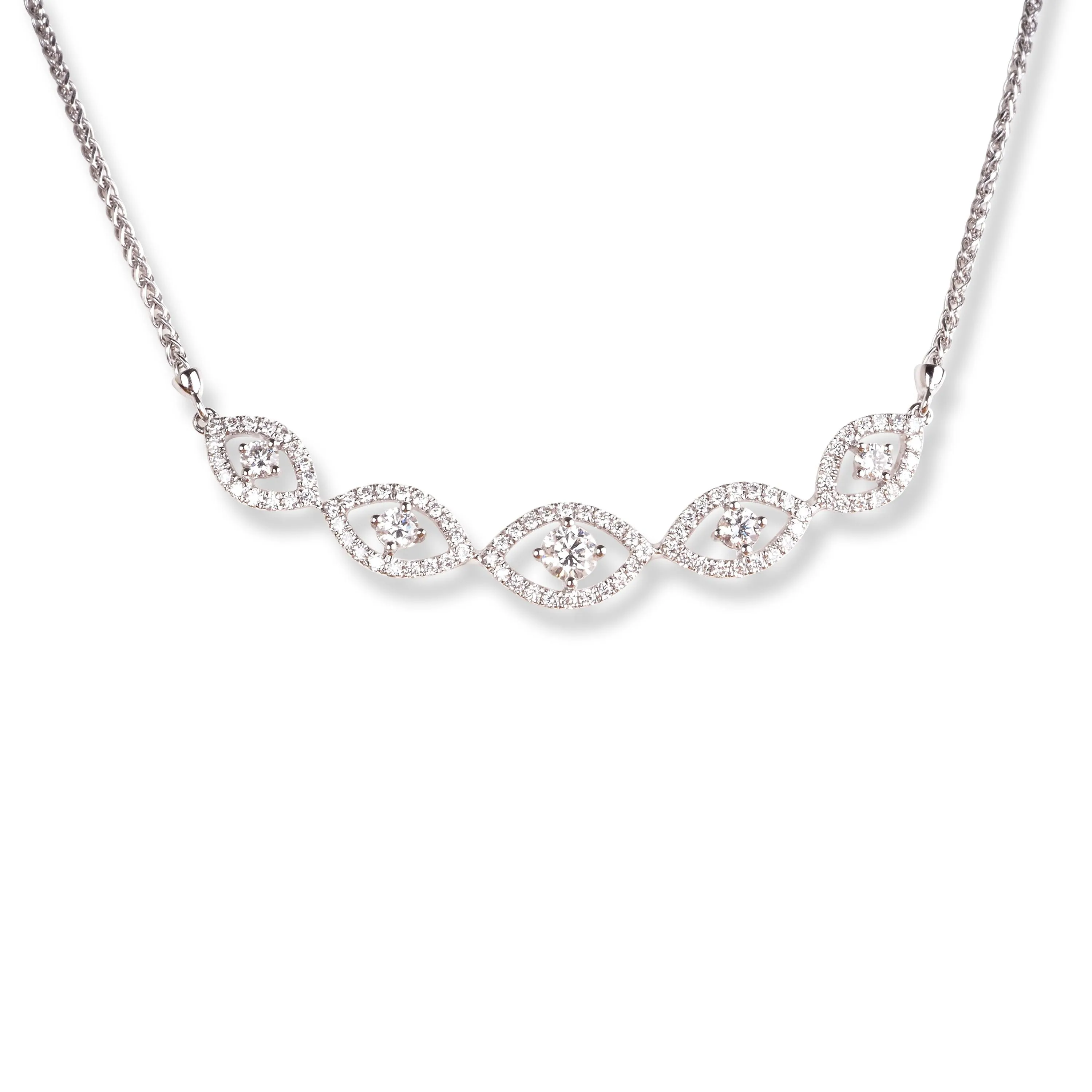 18ct White Gold Diamond Set (Necklace   Earrings)-061110