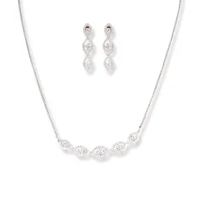 18ct White Gold Diamond Set (Necklace   Earrings)-061110