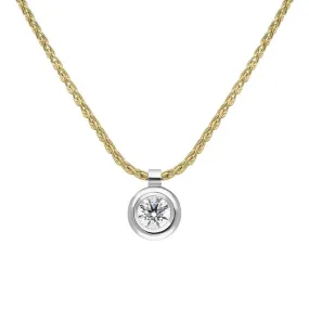18ct White Yellow Gold .23ct Diamond Certified Solitaire Pendant Necklace