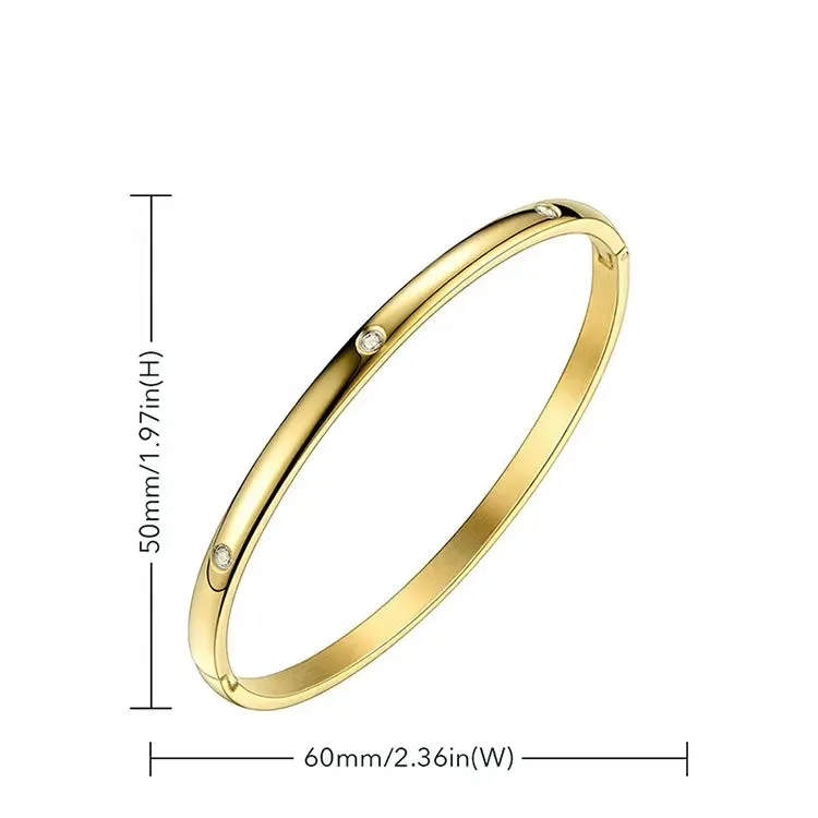 18K Gold-Filled Zircon Clip-on Bangle